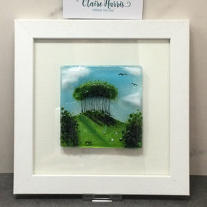 Framed Fused Glass Square Nearly Home Trees