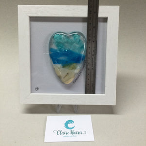 Fused Glass Sea Scene Framed Conical Heart
