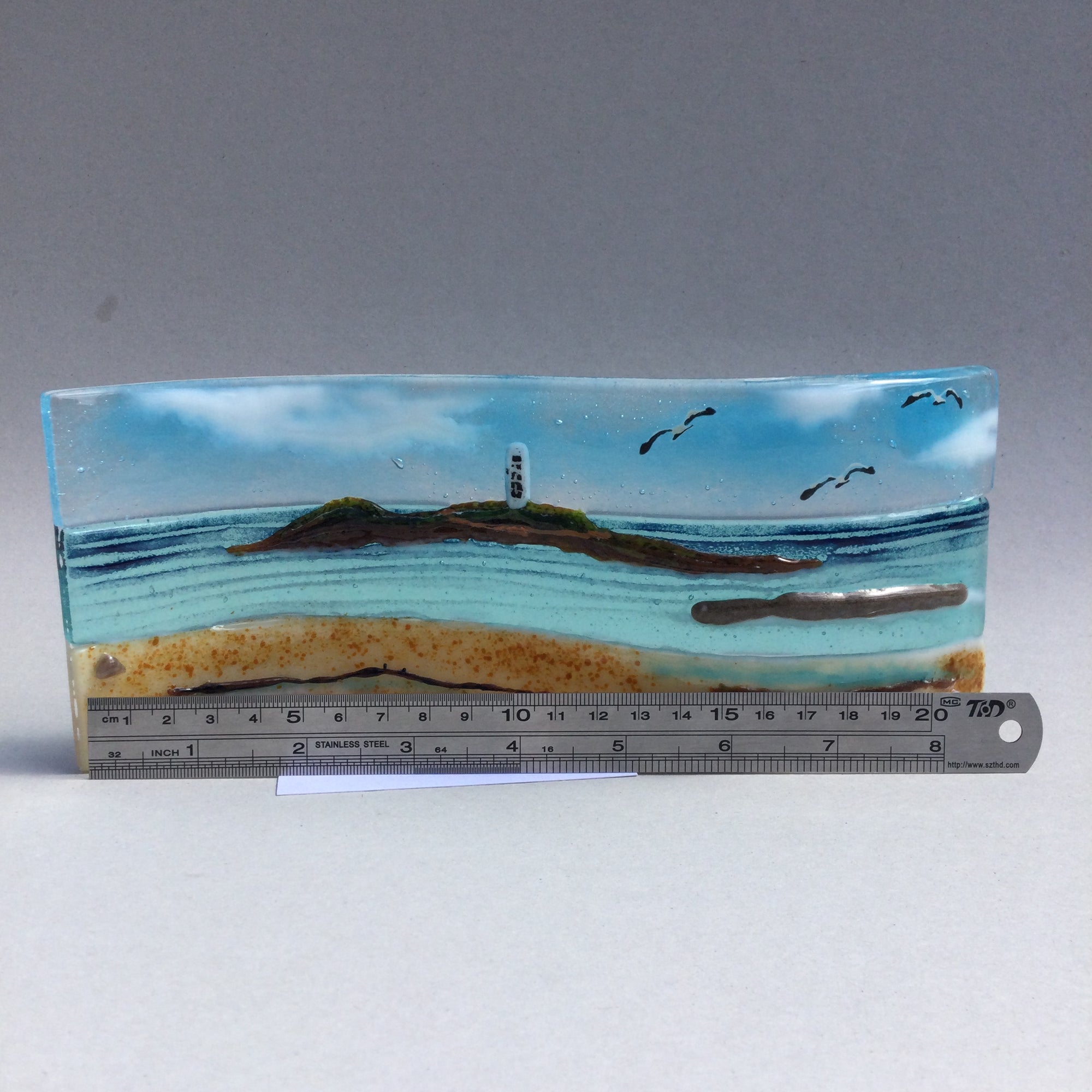 Limited Edition Large Freestanding Wave - Godrevy Lighthouse
