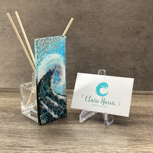 Handmade Fused Glass Reed Diffuser – Dark Aqua Wave - Fused Glass By ...