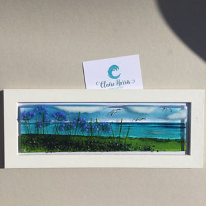 Regular size Framed Agapanthus, rectangle framed fused glass