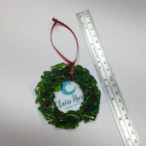 Fused Glass Small Christmas Wreath Hanger