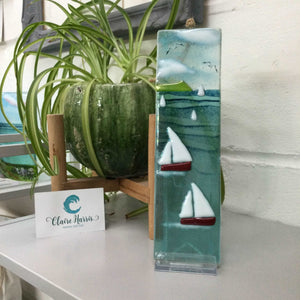 Large Hanger - Sea scene with sailing boats - Fused Glass By Claire Harris 