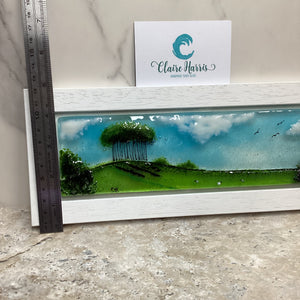 Regular size Framed Nearly Home Trees, rectangle framed fused glass