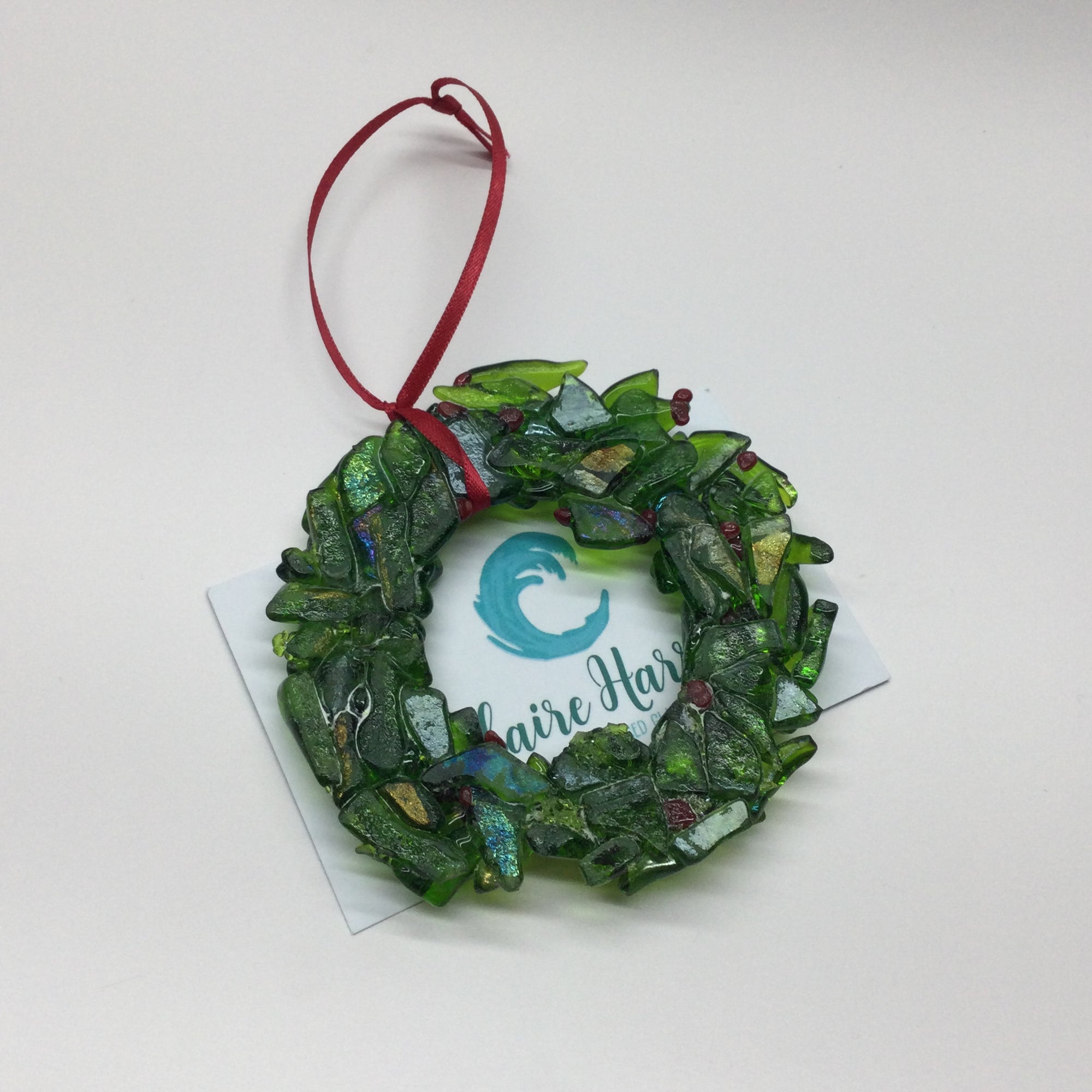 Fused Glass Small Christmas Wreath Hanger