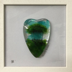 Fused Glass Framed Nearly Home Trees Conical Heart