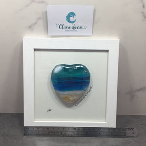 Fused Glass Sea Scene Framed Heart