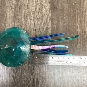 Fused Glass Light Aqua Jellyfish Hanger