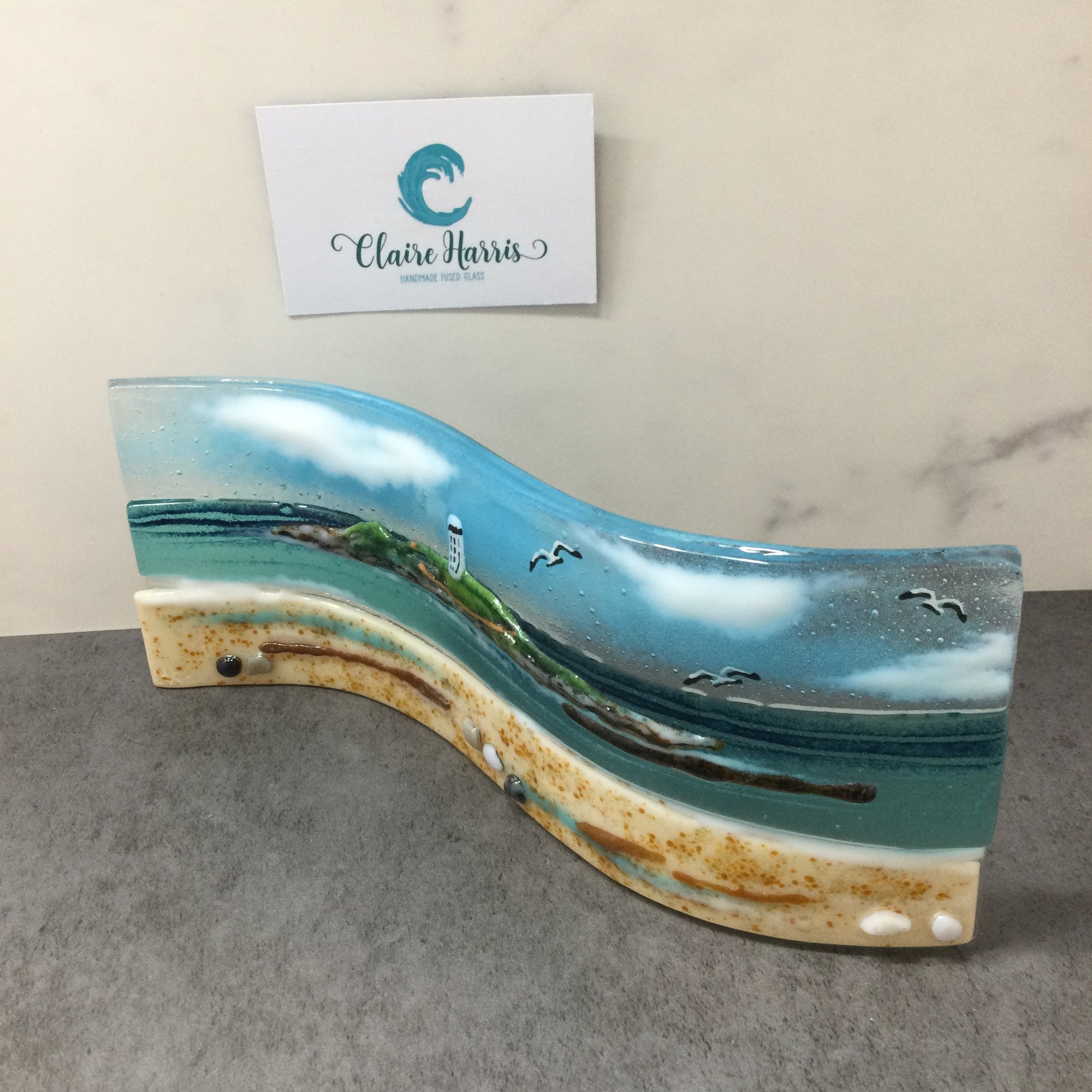 Limited Edition Large Freestanding Wave - Godrevy Lighthouse