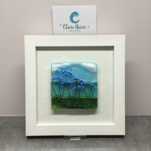Square Framed Fused Glass - Agapanthus Scene