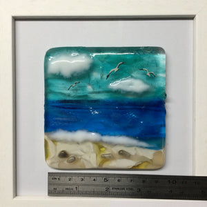 Square Framed Fused Glass Sea Scene