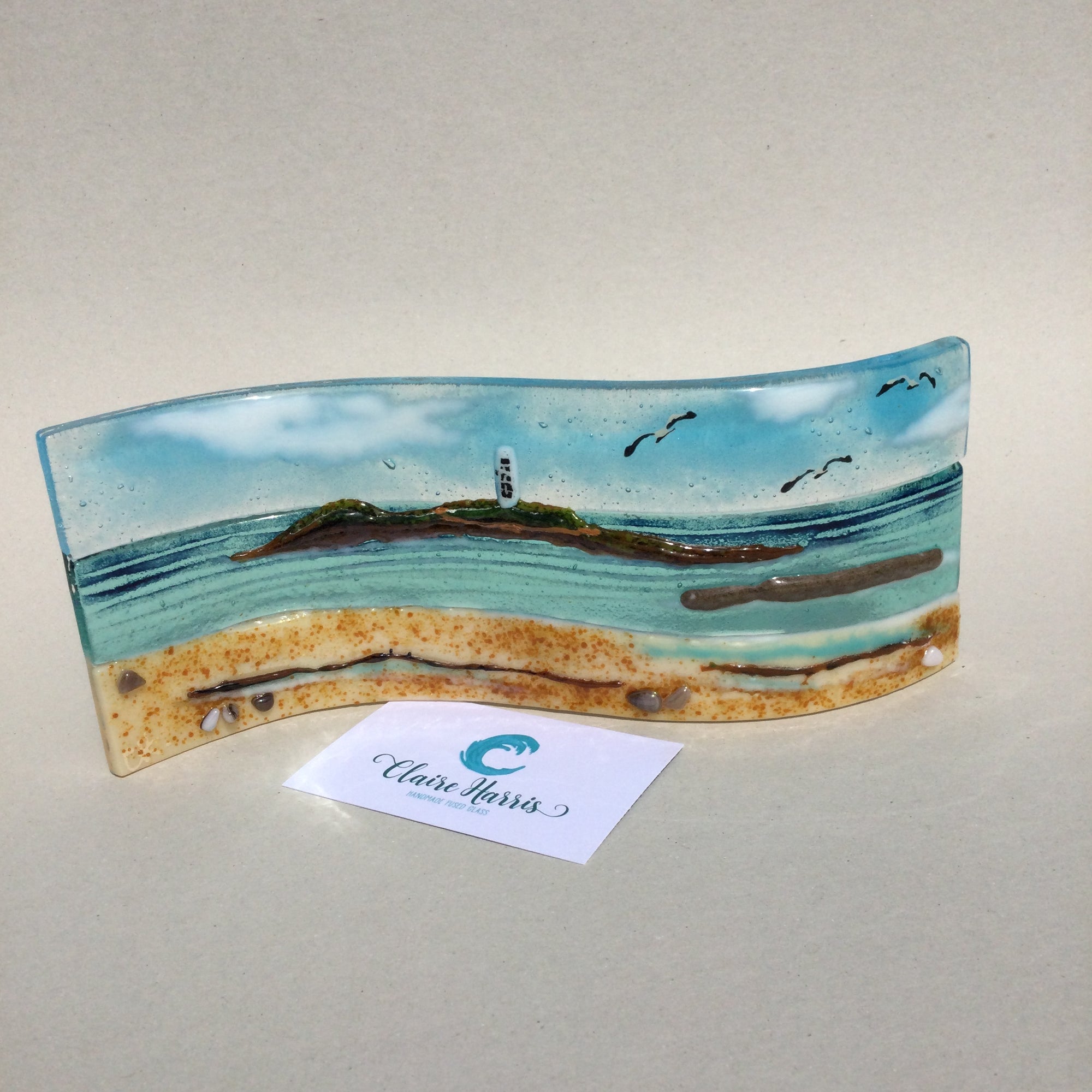 Limited Edition Large Freestanding Wave - Godrevy Lighthouse