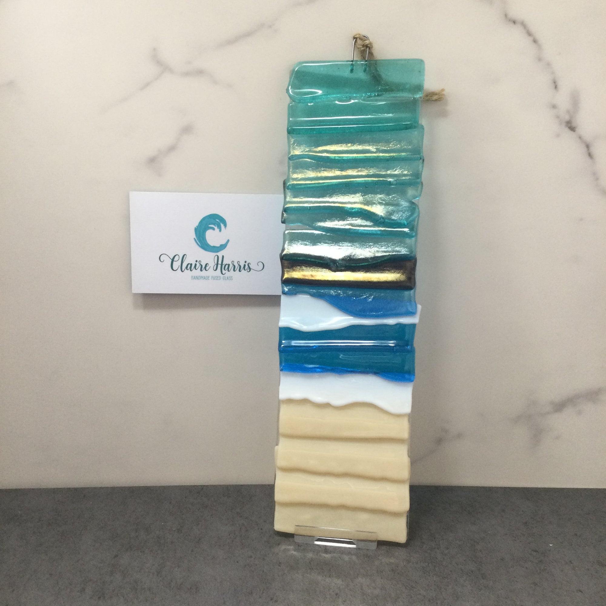 Fused Glass Large Hanger Abstract Sea Scene