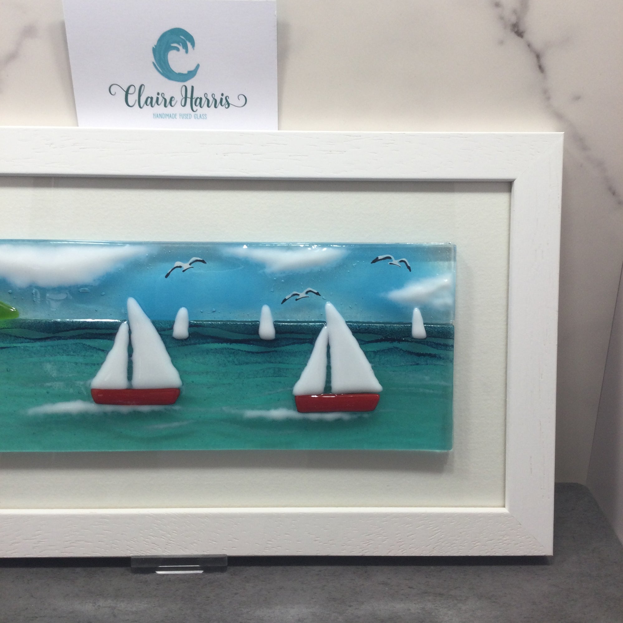Large Framed Rectangle Sailing Boat Scene
