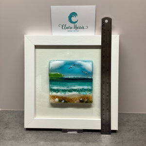 Framed Fused Glass Square Sea Scene