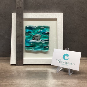 Square Framed Fused Glass Seal Side Facing