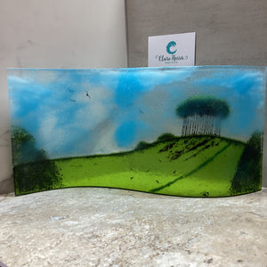 Fused Glass Jumbo Nearly Home Trees, with a rear view of the product.