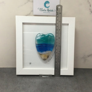 Fused Glass Sea Scene Framed Conical Heart