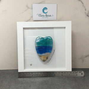 Fused Glass Sea Scene Framed Conical Heart