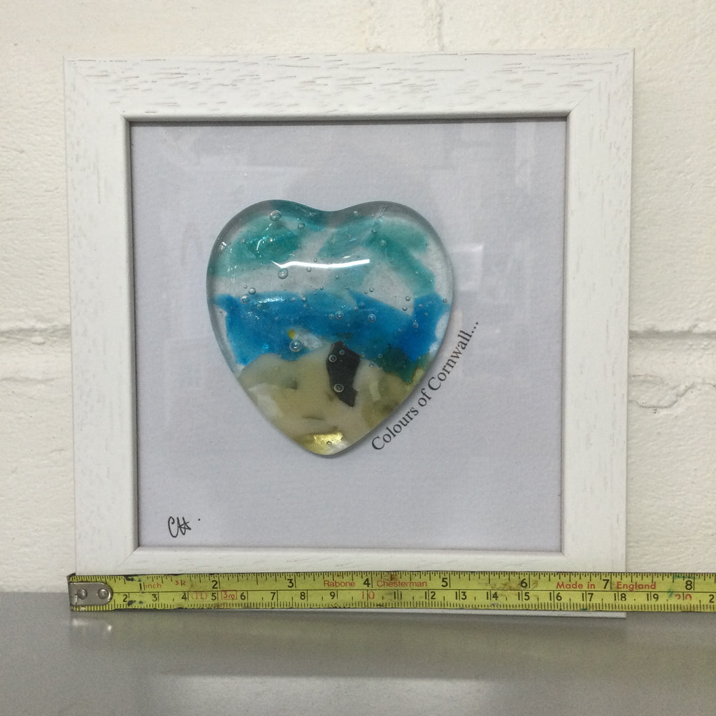 Fused Glass Sea Scene Framed Heart