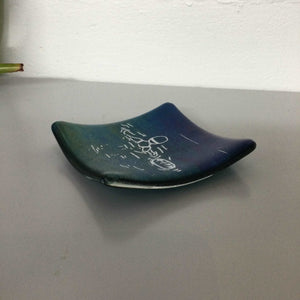 Cornish Wild Swimmer with Float, Dark Aqua Trinket Dish - Fused Glass By Claire Harris 