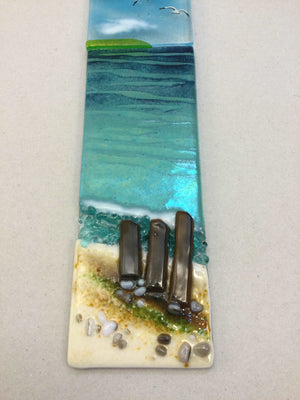 Large Hanger - Sea scene with groyns - Fused Glass By Claire Harris 