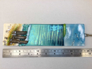 Large Hanger - Sea scene with groyns - Fused Glass By Claire Harris 