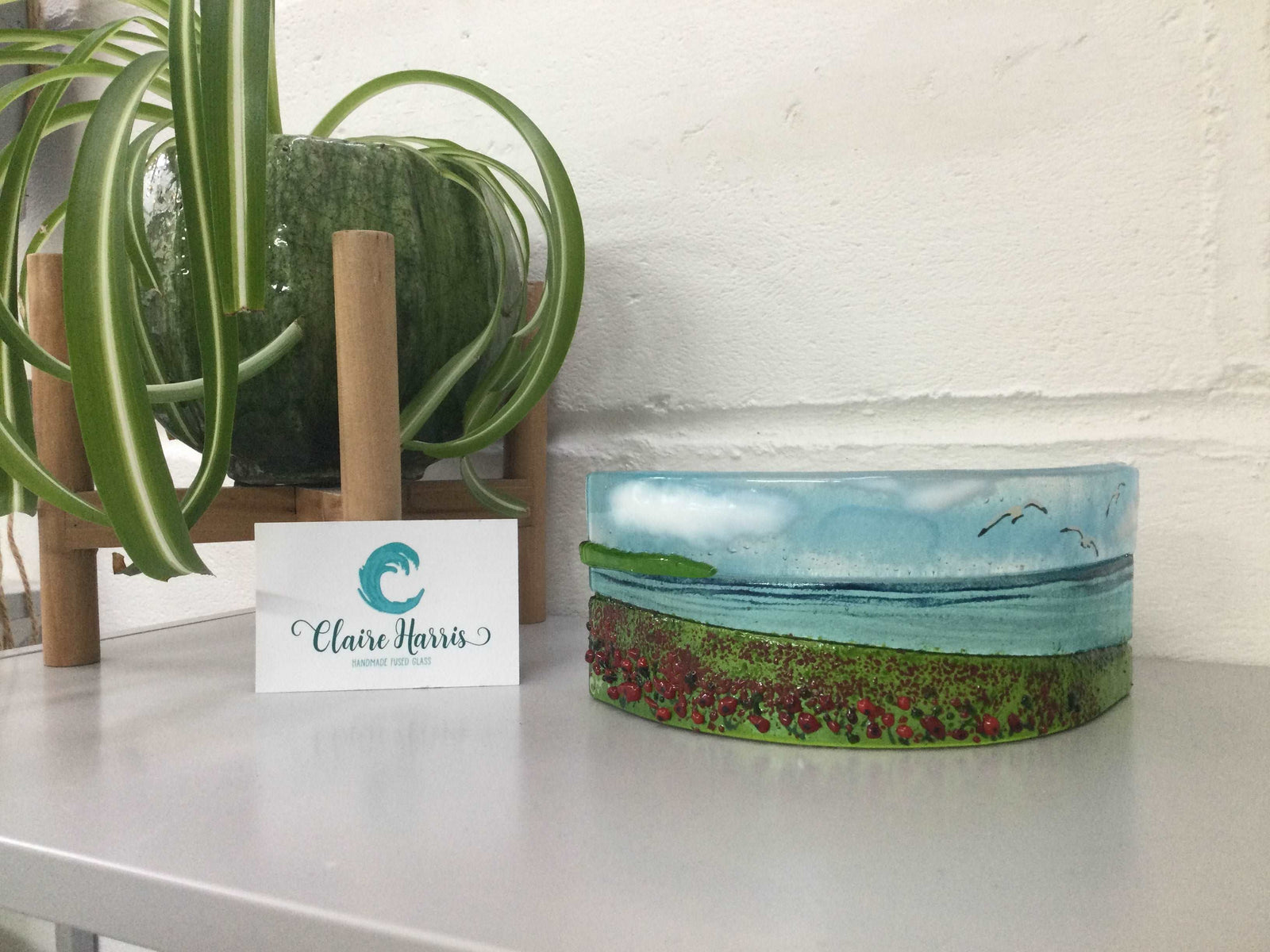 Curve - Poppy Field - Fused Glass By Claire Harris 