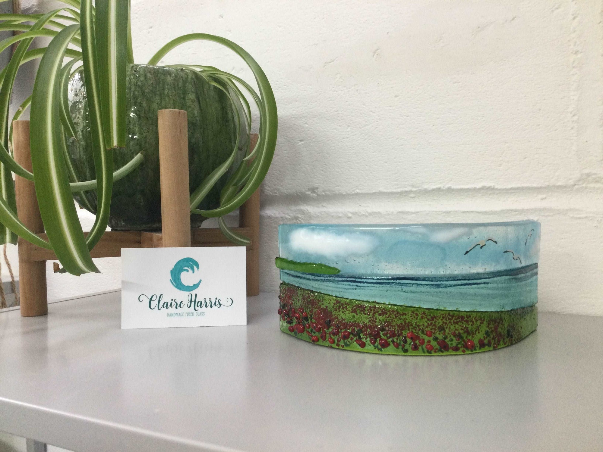 Curve - Poppy Field - Fused Glass By Claire Harris 