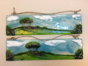 Horizontal Large Hanger - Nearly Home Trees - Fused Glass By Claire Harris 