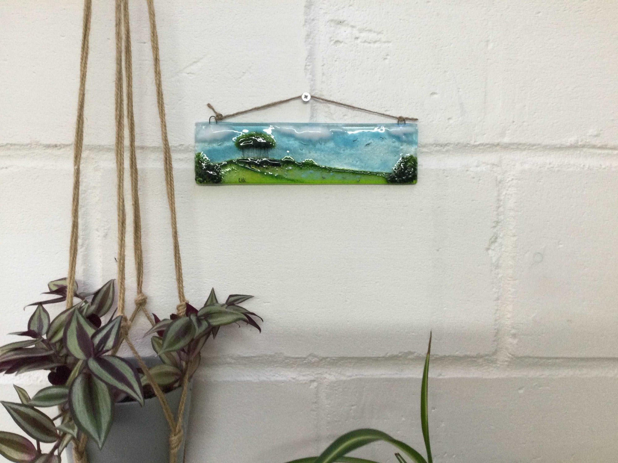 Horizontal Large Hanger - Nearly Home Trees - Fused Glass By Claire Harris 