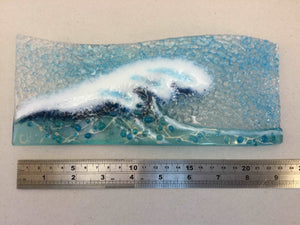 Large Freestanding Wave - Light Aqua Crashing Wave - Fused Glass By Claire Harris 