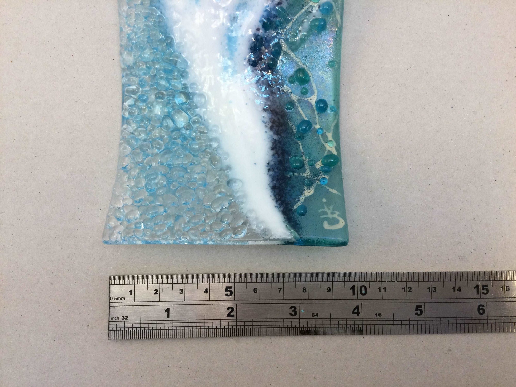 Large Freestanding Wave - Light Aqua Crashing Wave - Fused Glass By Claire Harris 