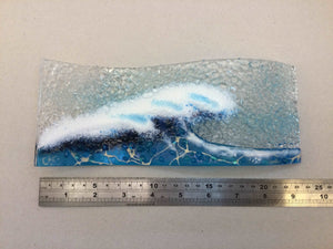 Large Freestanding Wave - Turquoise Crashing Wave - Fused Glass By Claire Harris 