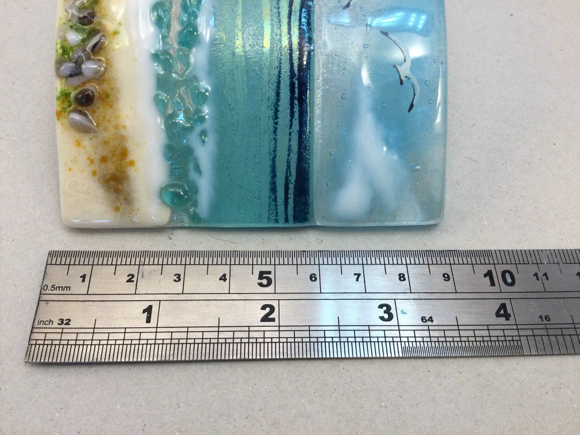 Large Freestanding Wave - Sea Scene - Fused Glass By Claire Harris 