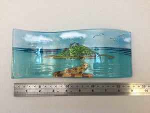 Large Freestanding Wave - St Michael’s Mount - Fused Glass By Claire Harris 