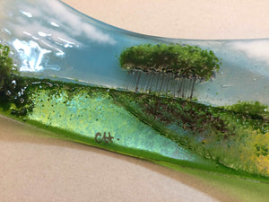 Small Freestanding Wave - Nearly Home Trees - Fused Glass By Claire Harris 