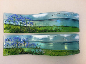 Small freestanding wave - Agapanthus - Fused Glass By Claire Harris 