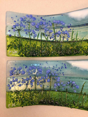 Small freestanding wave - Agapanthus - Fused Glass By Claire Harris 