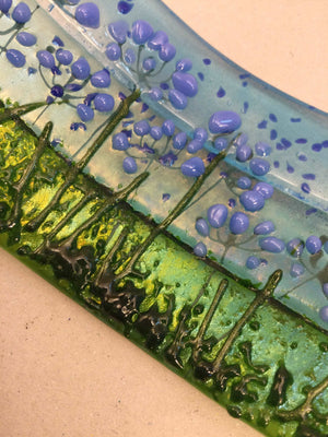 Small freestanding wave - Agapanthus - Fused Glass By Claire Harris 