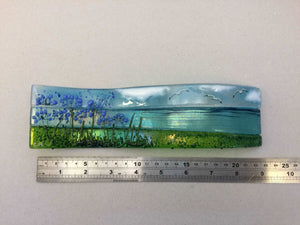 Small freestanding wave - Agapanthus - Fused Glass By Claire Harris 