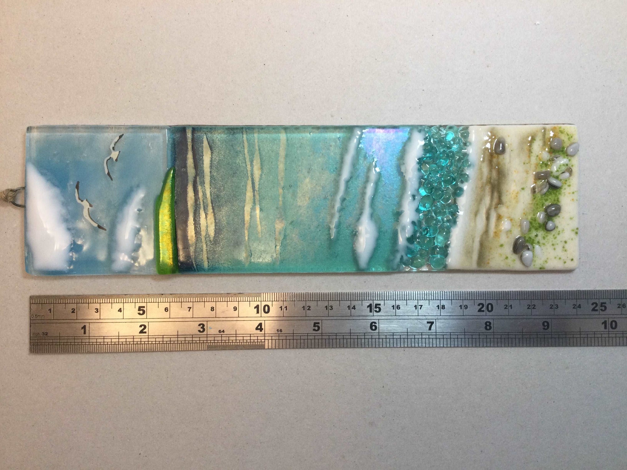 Large Hanger - Cornish Sea scene - Fused Glass By Claire Harris 