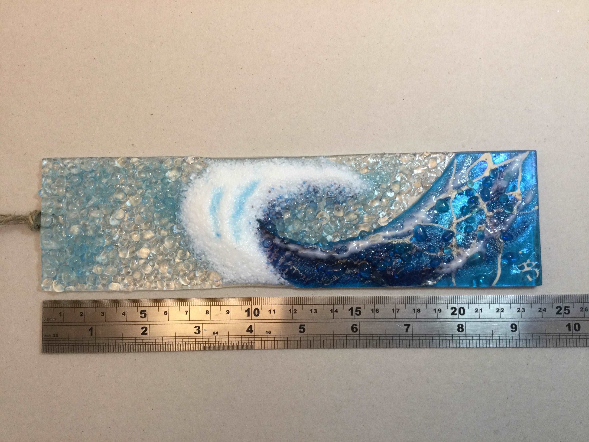 Large Hanger - Turquoise Crashing Wave - Fused Glass By Claire Harris 