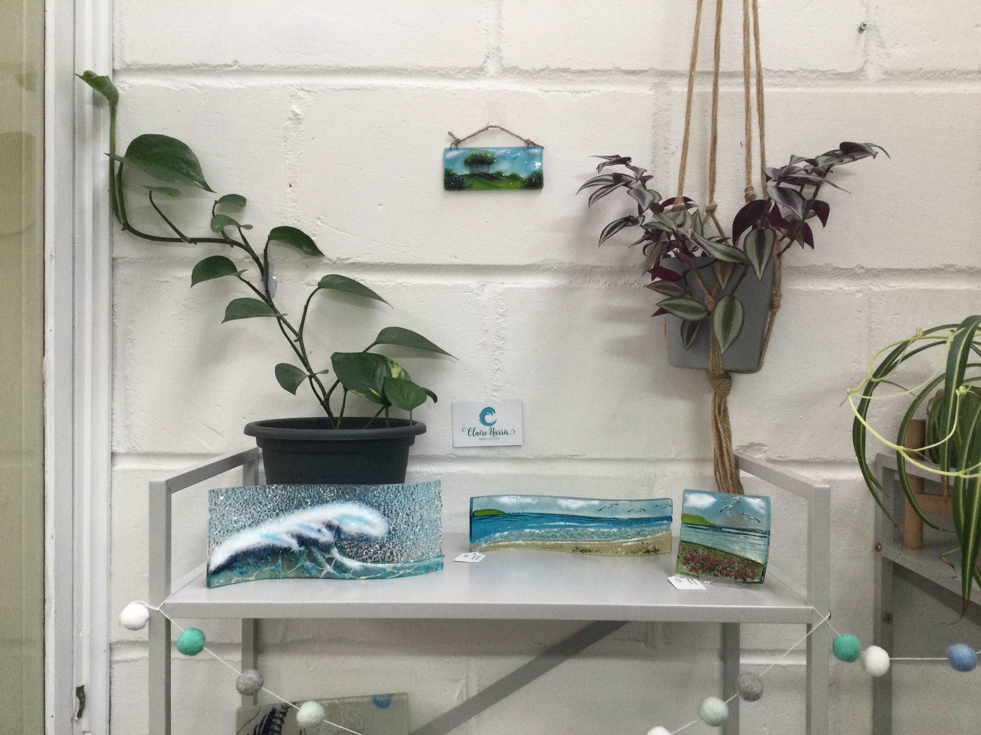 Horizontal Small Hanger - Nearly Home Trees - Fused Glass By Claire Harris 