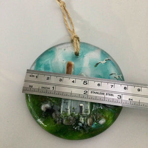 8cm Engine House Disc Hanger - Fused Glass By Claire Harris 