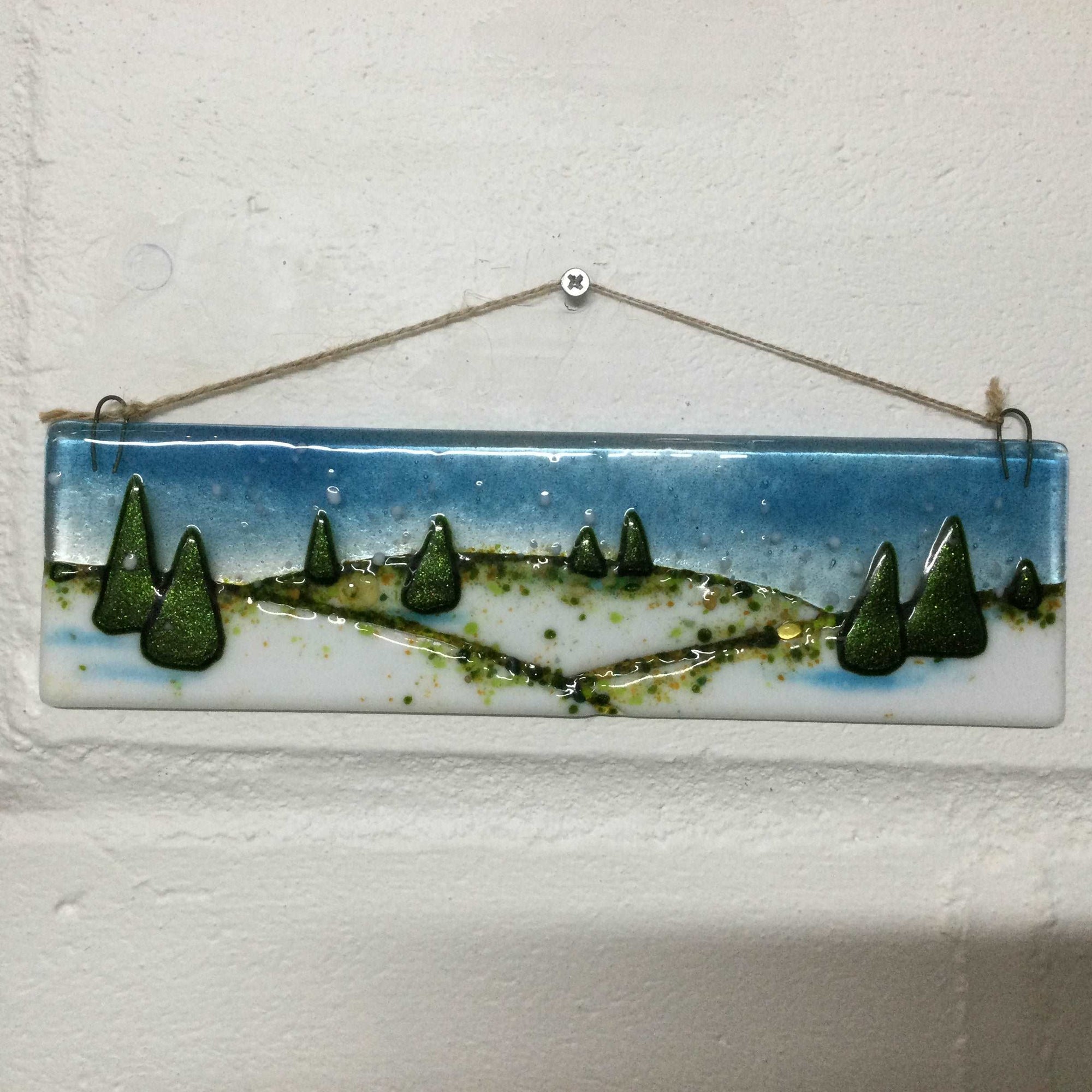 Christmas Scene Large Horizontal Hanger LIMITED EDITION - Fused Glass By Claire Harris 