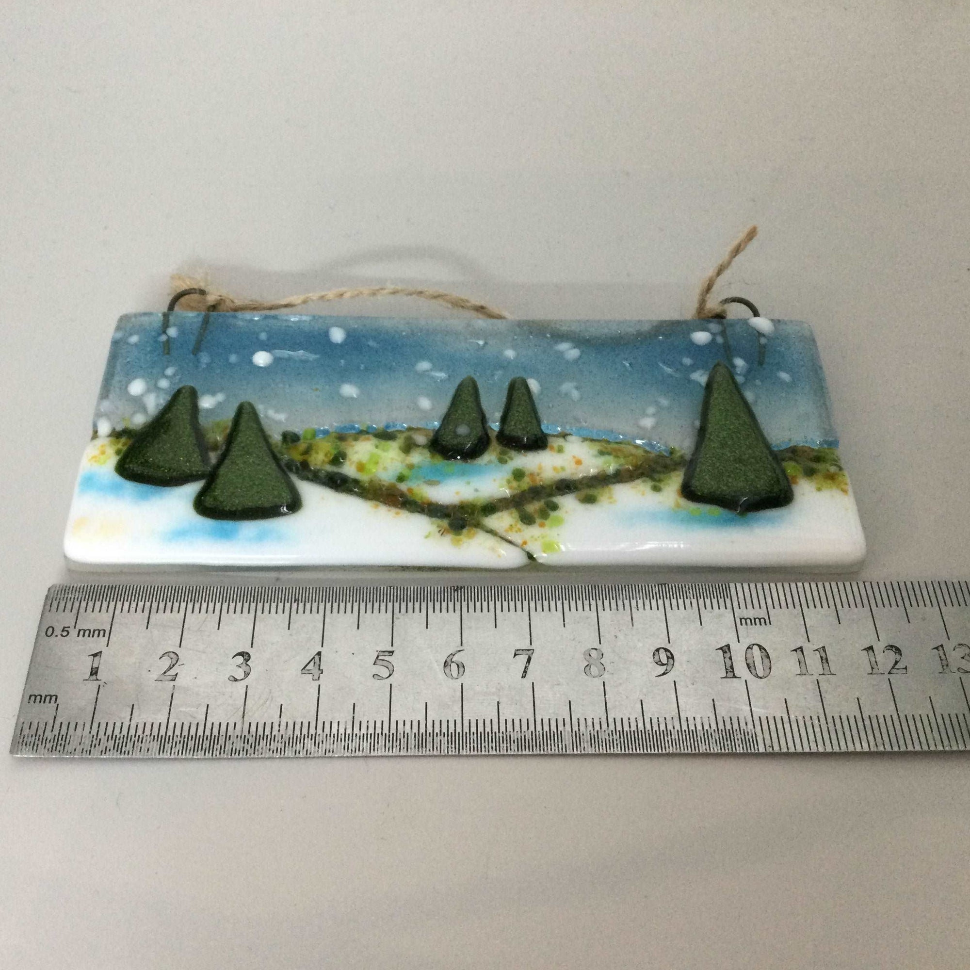 Christmas Scene Small Hanger LIMITED EDITION - Fused Glass By Claire Harris 