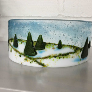 Christmas Scene Curve LIMITED EDITION - Fused Glass By Claire Harris 