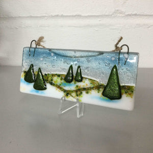 Christmas Scene Small Hanger LIMITED EDITION - Fused Glass By Claire Harris 