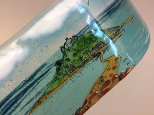 Large Freestanding Wave - St Michael’s Mount - Fused Glass By Claire Harris 